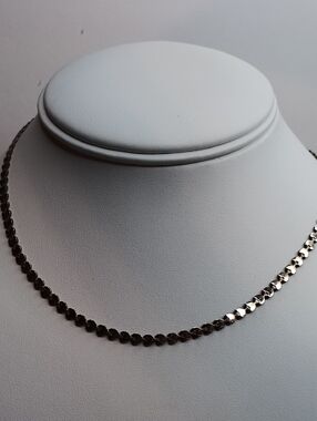 Silver-Tone Heart Shape Disc Chain Choker Necklace 15.5" Long